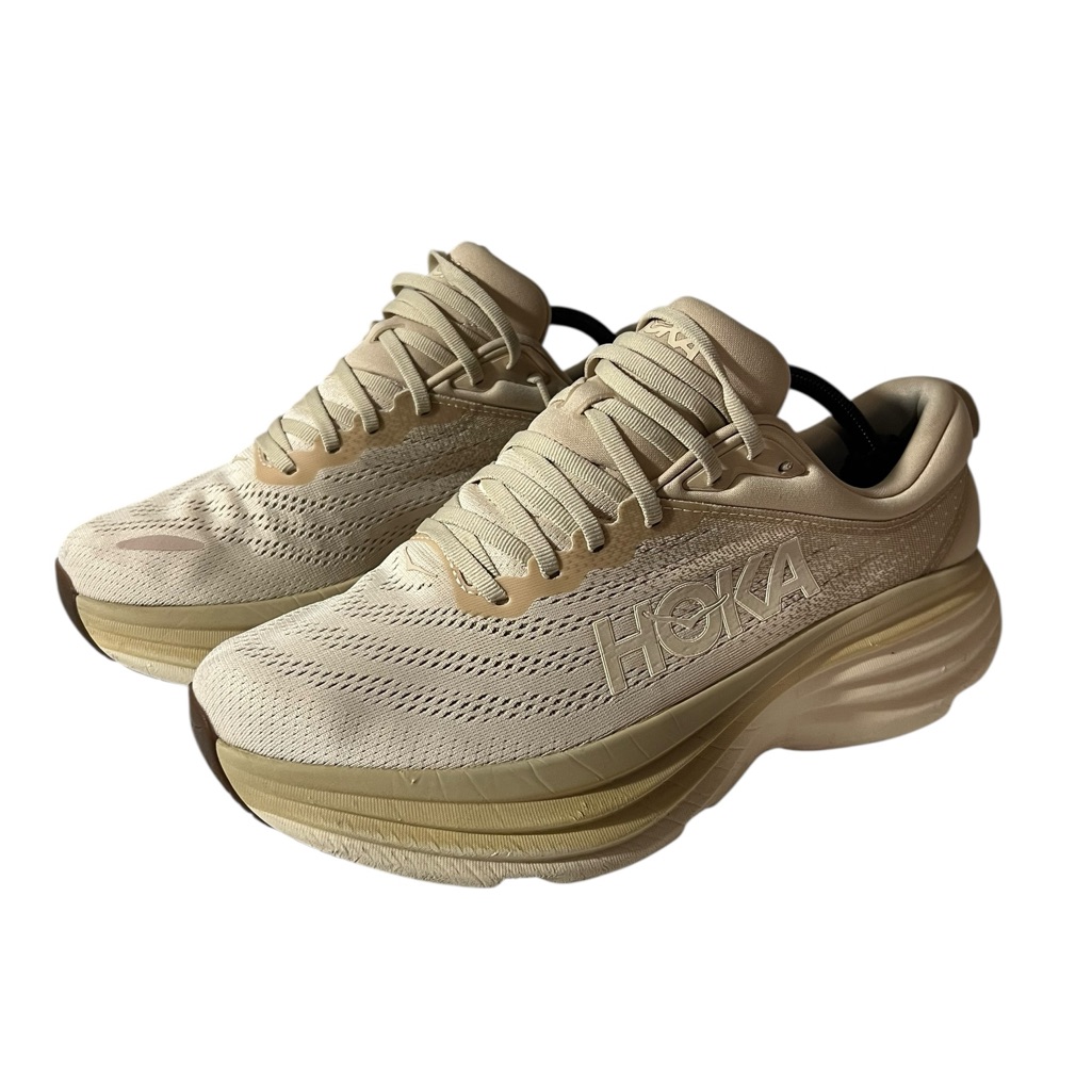 Size 10- Hoka One One Bondi 8 Shifting Sand Vanilla Used